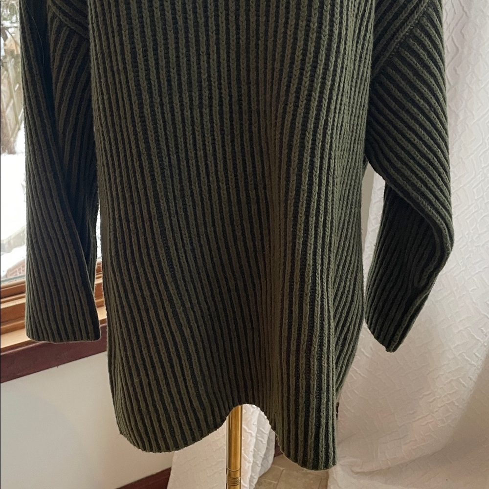Free People Boat Neck Olive Green Ribbed Knit Sweater Dress Small - Picture 5 of 9